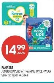 PAMPERS JUMBO DIAPERS or TRAINING UNDERWEAR - Selected types