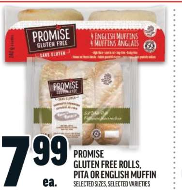 PROMISE GLUTEN FREE ROLLS, PITA OR ENGLISH MUFFIN