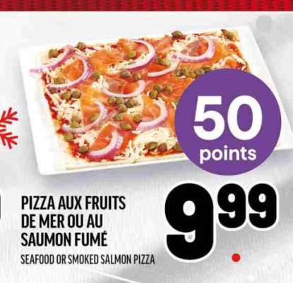 PIZZA AUX FRUITS DE MER OU AU SAUMON FUMÉ