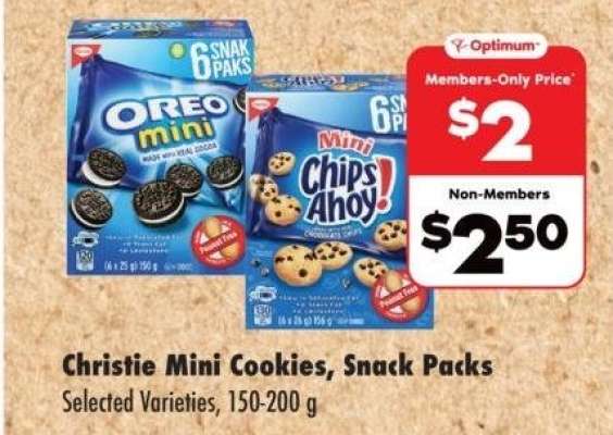 CHRISTIE MINI COOKIES, SNACK PACKS, 150-200 g - Selected Varieties