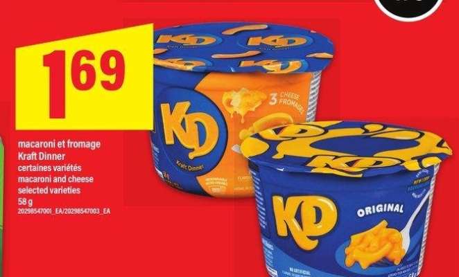 MACARONI ET FORMAGE KRAFT DINNER | MACARONI AND CHEESE, 58 G - certaines variétés

selected varieties