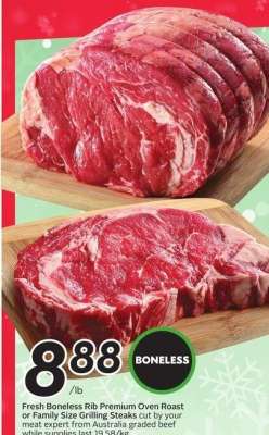 Boneless Rib Premium Oven Roast or Family Size Grilling Steaks