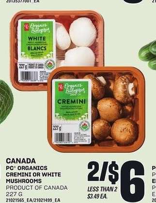 PC Organics Cremini or White Mushrooms