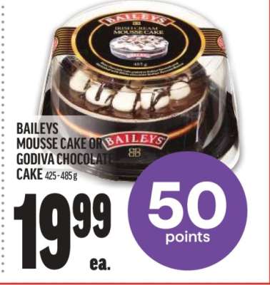 BAILEYS MOUSSE CAKE OR GODIVA CHOCOLATE CAKE