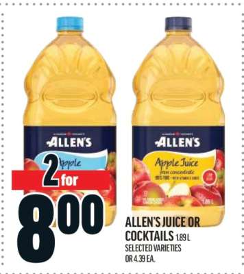 ALLEN'S JUICE OR COCKTAILS