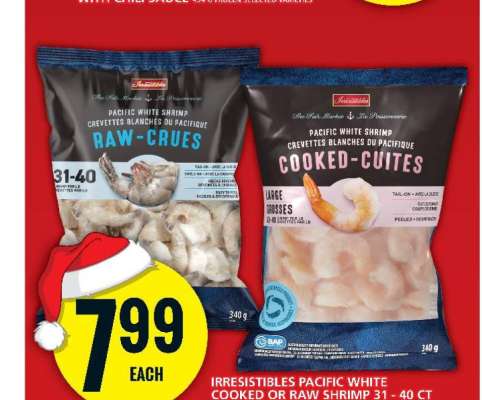 IRRESISTIBLES PACIFIC WHITE COOKED OR RAW SHRIMP 31 - 40 CT