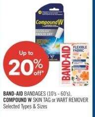 BAND-AID BANDAGES (10's-60's) COMPOUND W SKIN TAG or WART REMOVER - Selected Types & Sizes