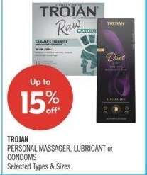 TROJAN PERSONAL MASSAGER, LUBRICANT or CONDOMS - Selected Types & Sizes