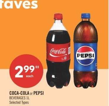 COCA-COLA or PEPSI BEVERAGES - 1L
Selected Types