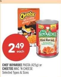 CHEF BOYARDEE PASTA (425g) or CHEETOS MAC 'N CHEESE - Selected Types & Sizes