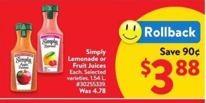 Simply Lemonade or Fruit Juices