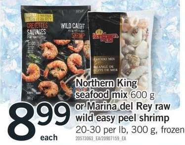 Northern King seafood mix or Marina del Rey raw wild easy peel shrimp