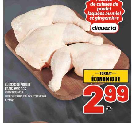 Cuisses de poulet frais avec dos