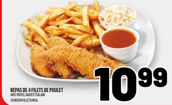 REPAS DE 4 FILETS DE POULET