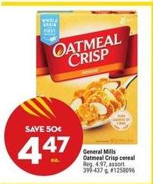 General Mills oatmeal crisp cereal