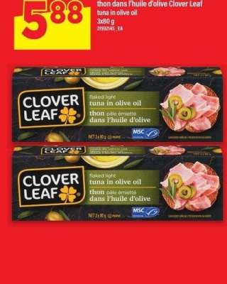 THON DANS L'HUILE D'OLIVE CLOVER LEAF | TUNA IN OLIVE OIL 3x80 g