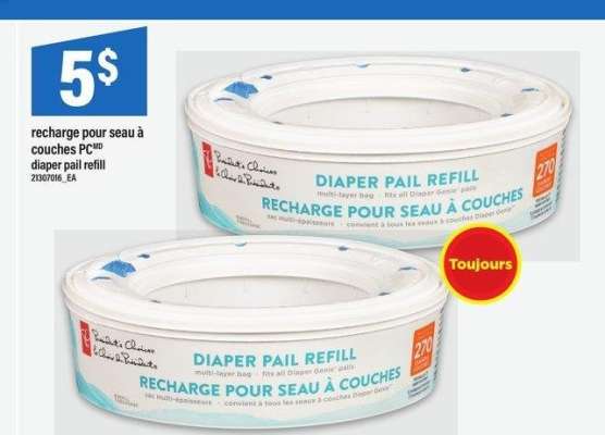 RECHARGE POUR SEAU À COUCHES PCMD DIAPERS PAIL REFILL