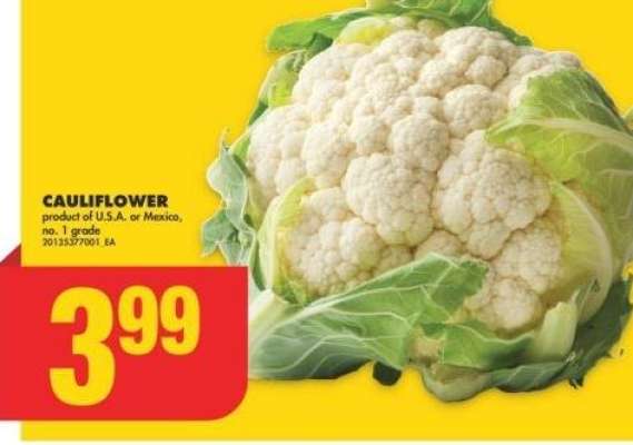 CAULIFLOWER - product of U.S A. or Mexico, no. 1 grade