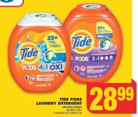 TIDE PODS LAUNDRY DETERGENT - selected varieties 63/85/112' s/21450237 EA