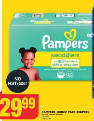 PAMPERS ECONO PACK DIAPERS, size N-8, 58-180's - selected varieties