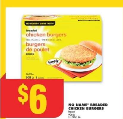 NO NAME® BREADED CHICKEN BURGERS - frozen 908 g