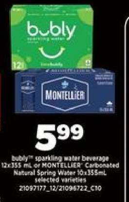 bubly or MONTELLIER Sparkling Water