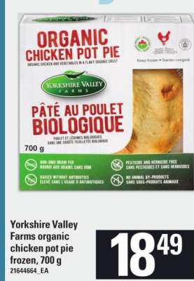 Yorkshire Valley Farms organic chicken pot pie frozen, 700 g