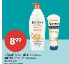 JERGENS (620mL), OGX (577mL) or/ou AVEENO (222mL - 227mL) Lotions