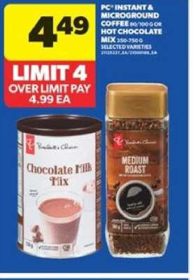 PC Instant & Microground Coffee or Hot Chocolate Mix