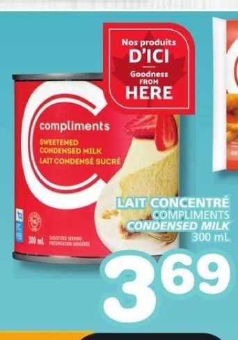 LAIT CONCENTRÉ COMPLIMENTS