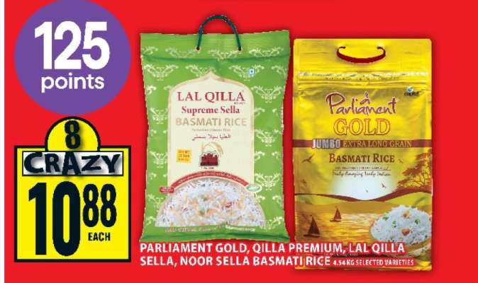 Parliament Gold, Qilla Premium, Lal Qilla Sella, Noor Sella Basmati Rice