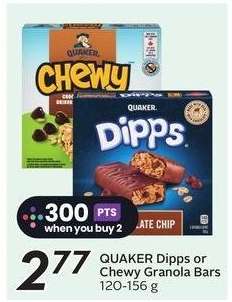 QUAKER DIPPS or CHEWY GRANOLA BARS