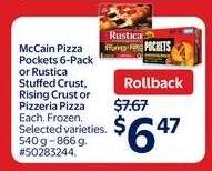 McCain Pizza Pockets 6-Pack or Rustica Stuffed Crust, Rising Crust or Pizzeria Pizza