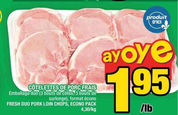CÔTELETTES DE PORC FRAIS
