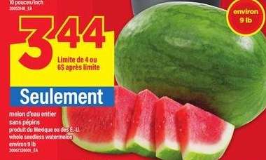MELON D'EAU ENTIER SANS PÉPINS