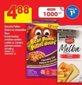biscuits Pattes d'ours ou craquelins Dare