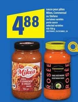 SAUCE POUR PÂTES MIKES, COMMENSAL OU STEFANO