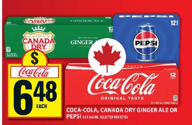 Coca-Cola, Canada Dry Ginger Ale or Pepsi
