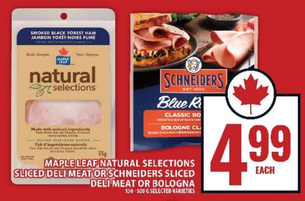 Maple Leaf Natural Selections Sliced Deli Meat or Schneiders Sliced Deli Meat or Bologna