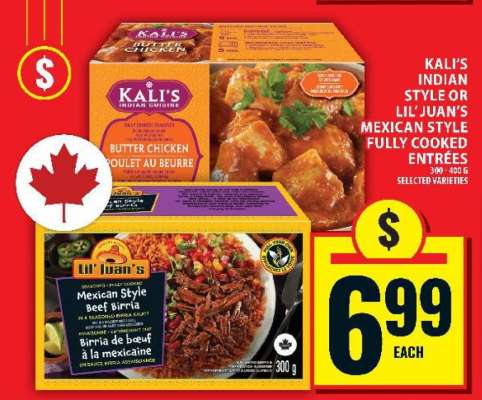 Kali's Indian Style or Lil' Juan's Mexican Style Fully Cooked Entrées