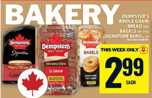 Dempster's Whole Grain Bread, Bagels, Signature Buns