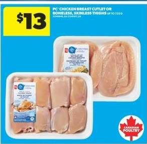 PC Chicken Breast Cutlet or Boneless, Skinless Thighs