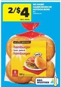 No Name Hamburger or Hotdog Buns