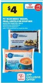 PC Blue Menu Beans, Peas, Lentils or Soup Mix