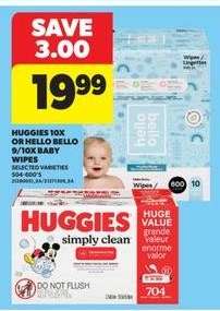 Huggies 10x or Hello Bello 9/10x Baby Wipes