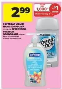 Softsoap Liquid Hand Soap Pump or Speedstick Premium Deodorant