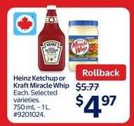 Heinz Ketchup or Kraft Miracle Whip