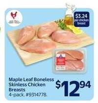 Maple Leaf Boneless Skinless Chicken Breasts