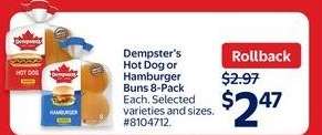 Dempster's Hot Dog or Hamburger Buns 8-Pack