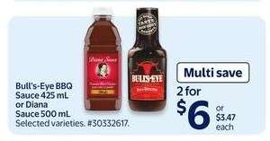 Bull's-Eye BBQ Sauce or Diana Sauce